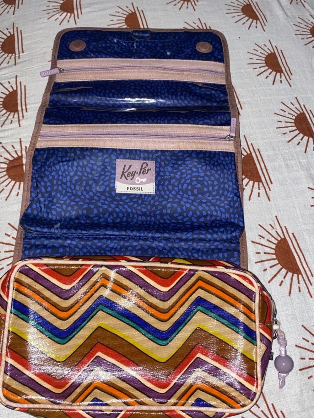Fossil Multi-Color Chevron Hanging Cosmetic Organizer